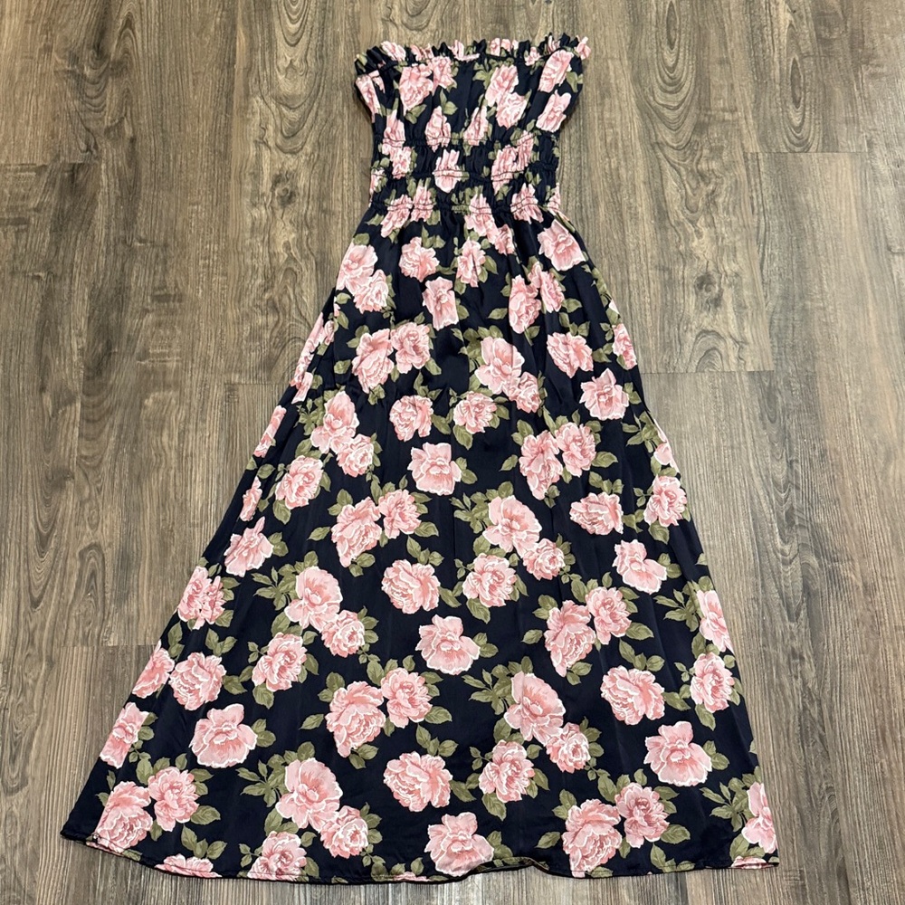 Reformation Floral Midi Dress with Pink Roses